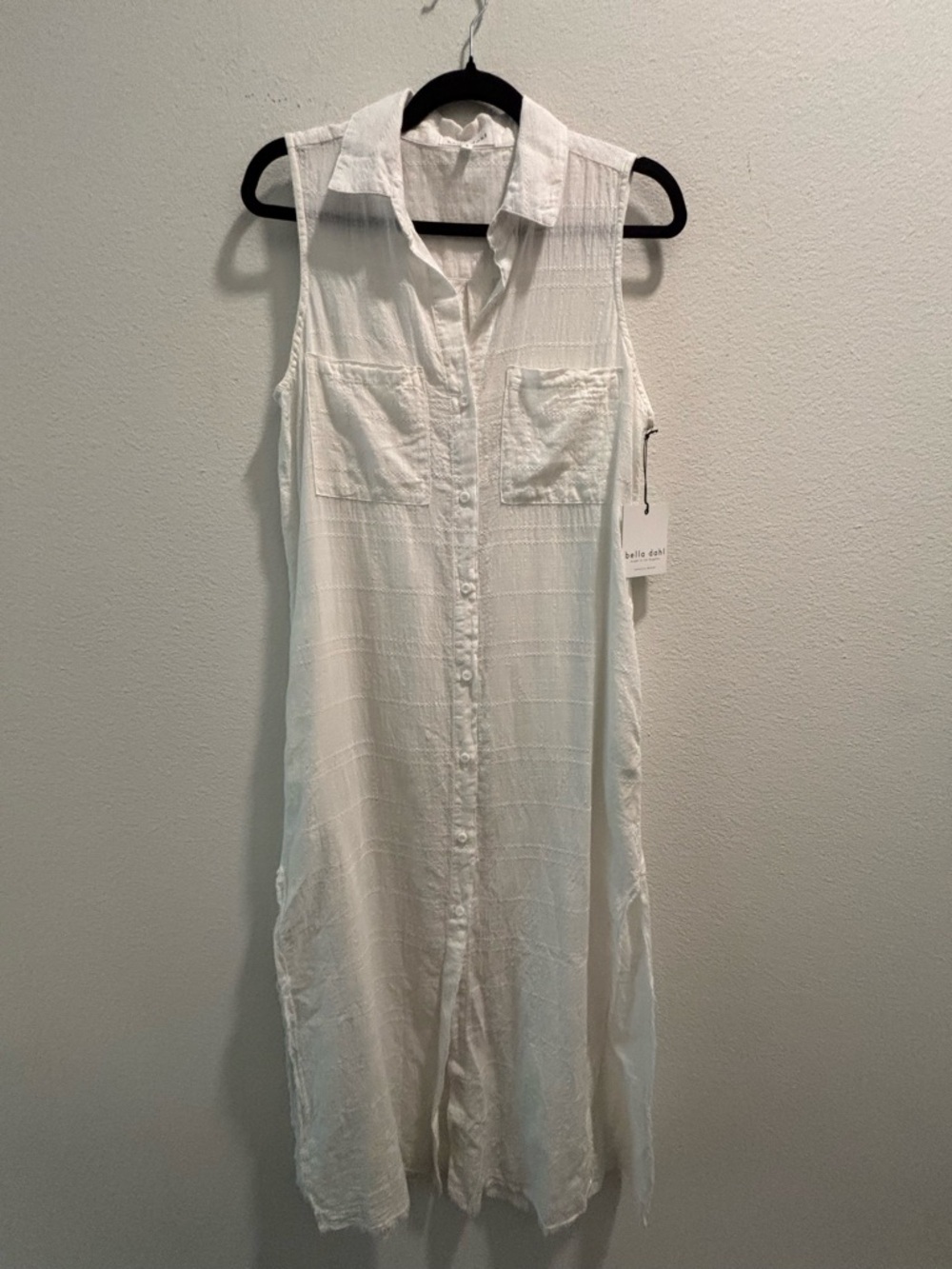 NWT Bella Dahl Side Slit Duster Dress In White, size S